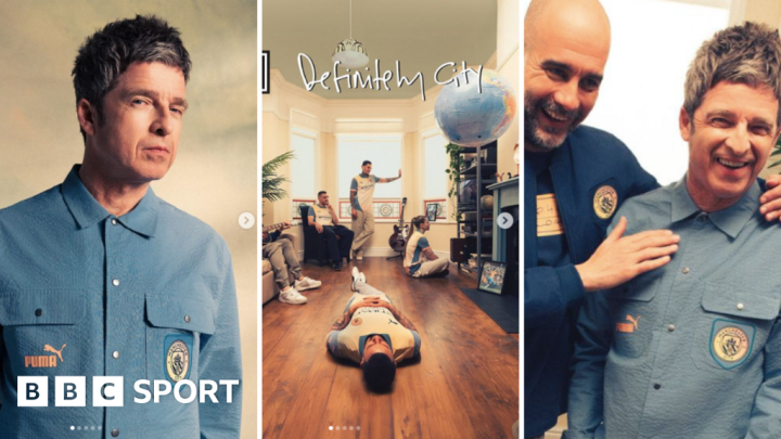 Noel Gallagher designs Manchester City kit: Players and Pep Guardiola team up for new photo shoot