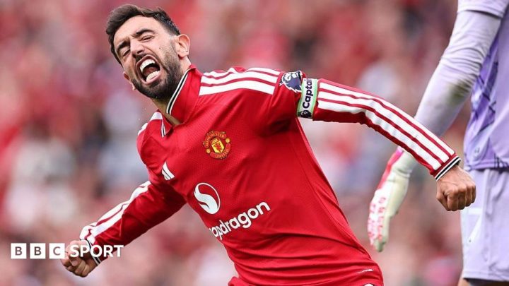 Manchester United 5-2 Ipswich Town: Bruno Fernandes hat-trick helps hosts win from behind