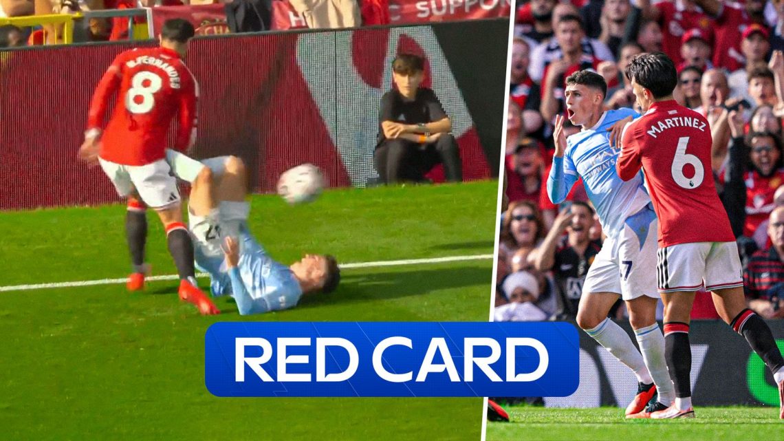 Foden SENT OFF after clash with Bruno Fernandes! Foden SENT OFF after clash with Bruno Fernandes!